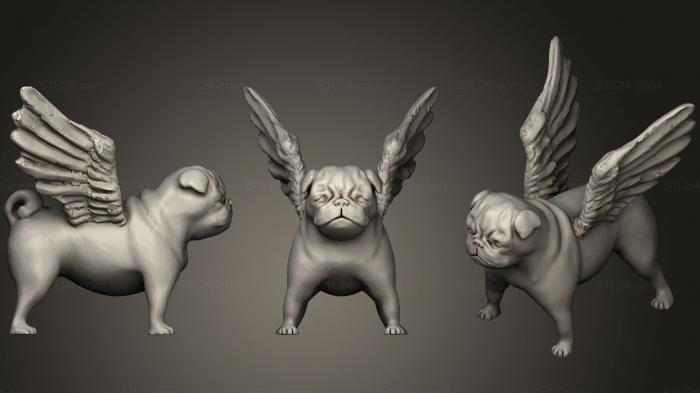 Animal figurines (Winged Pug, STKJ_1621) 3D models for cnc